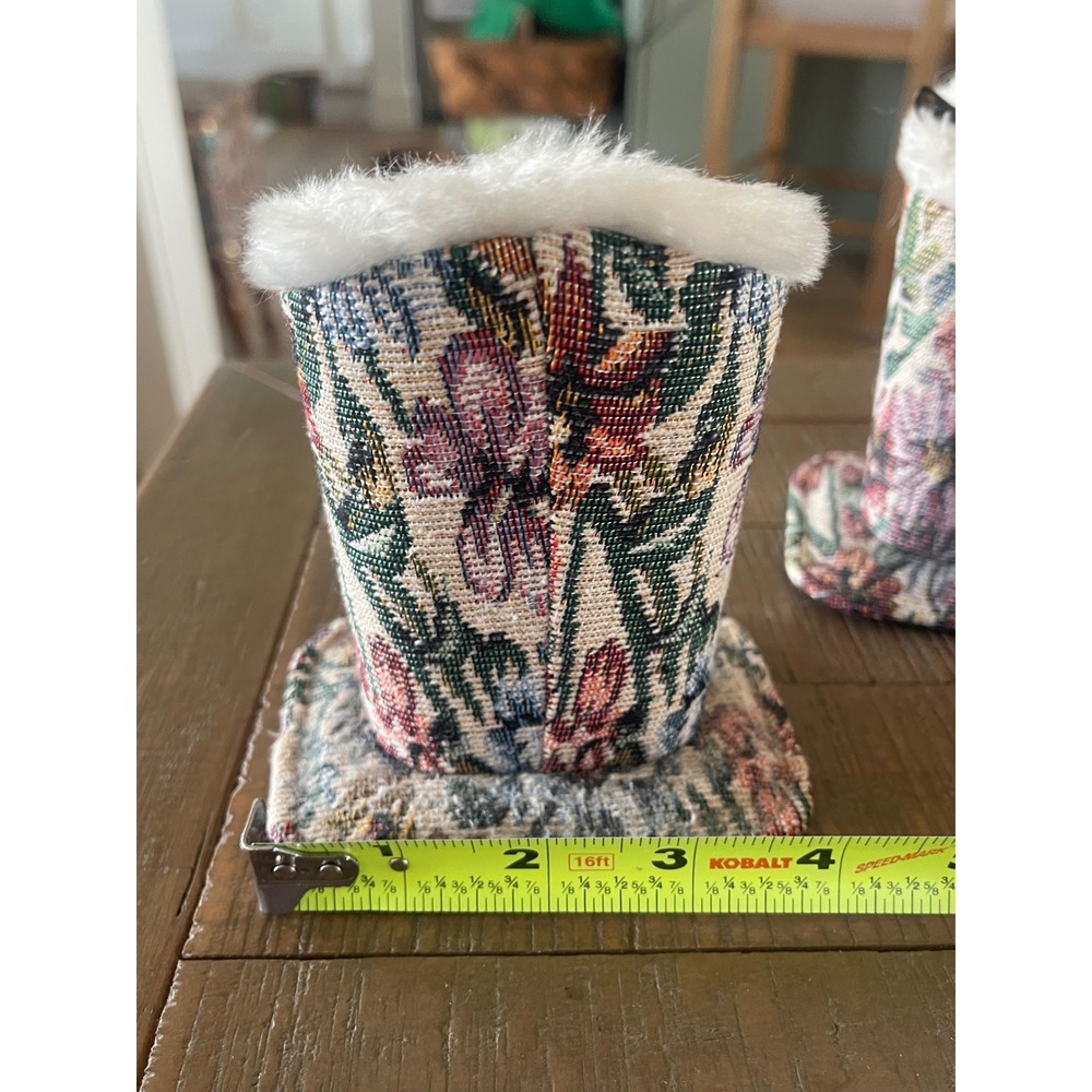 Floral Tapestry Eyeglass Holder Stand Faux Fur Lined Padded Glasses Case Vintage - Picture 8 of 8